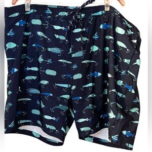 Ocean+Coast Navy Blue Fish Pattern Swim Shorts 46/48